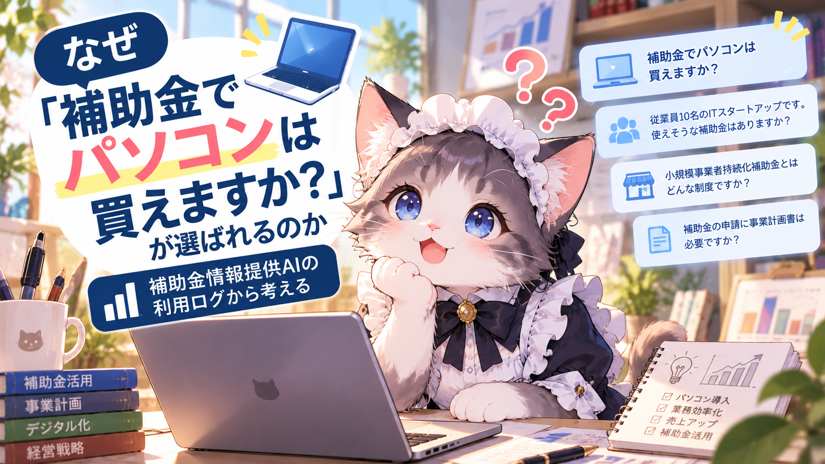 なぜ「補助金でパソコンは買えますか?」が選ばれるのか。補助金情報提供AIの利用ログから考える(2026年10月20日)